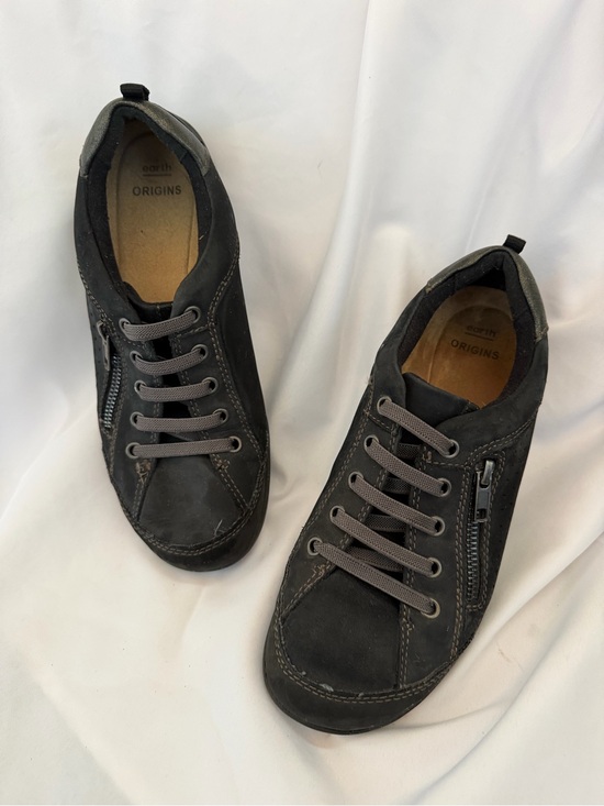Earth Origins Shoes - Earth Origins Dark Gray Perforated Lace-Up Sneaker with Side Zipper